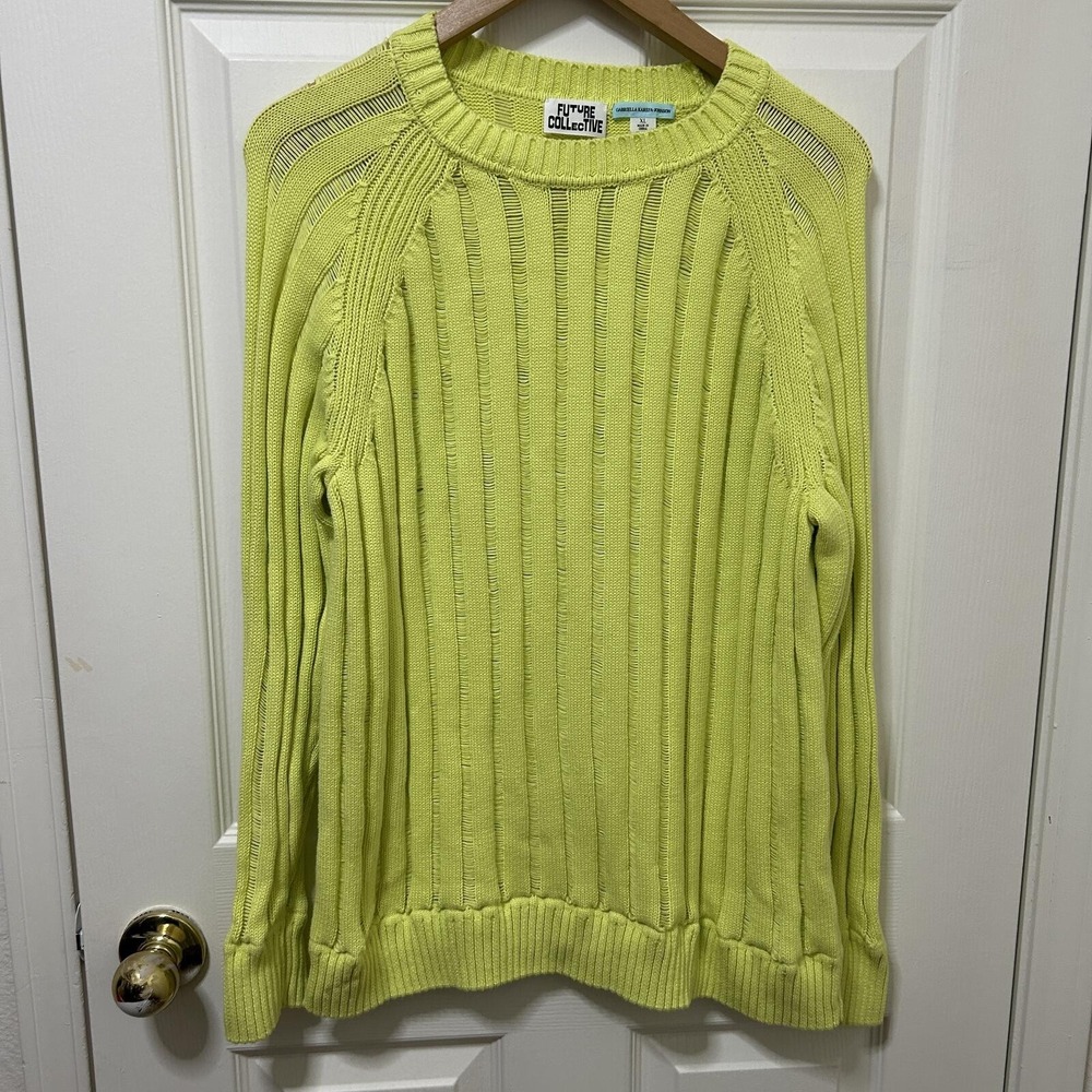 Rare Future Collective Collab‎ Neon Chartreuse Ribbed Knit XL *flaw*